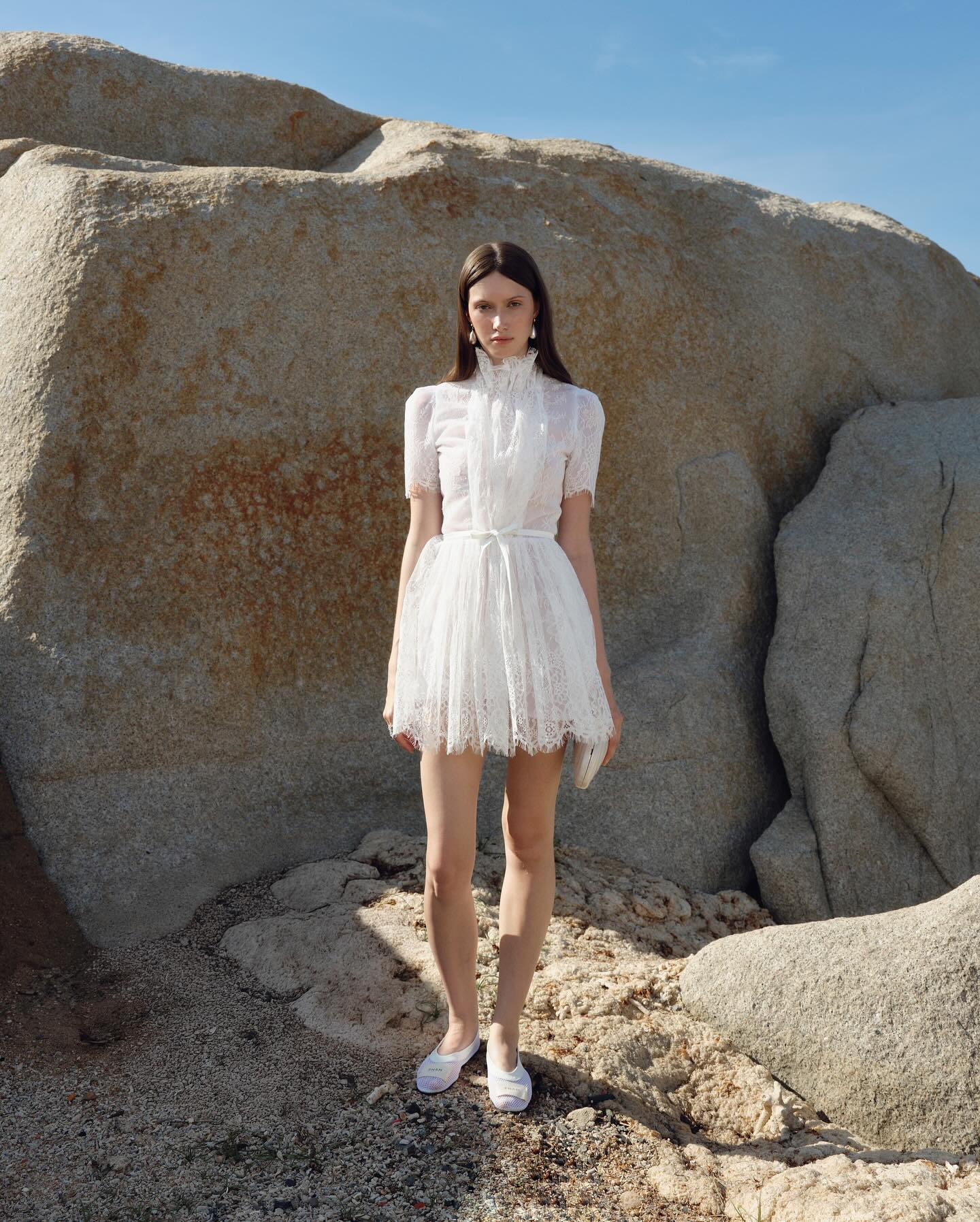 Ivory Lace Ruffle Mini Dress
