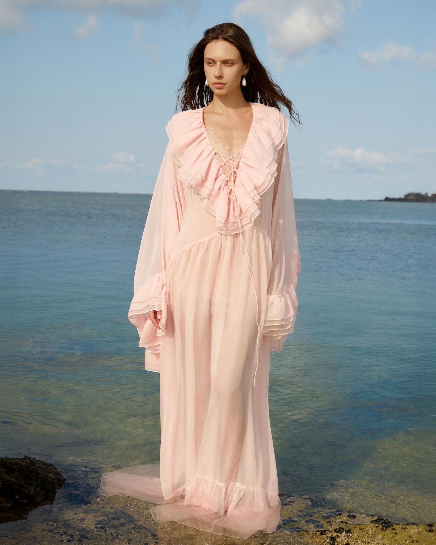 Blush Sheer Cape Gown