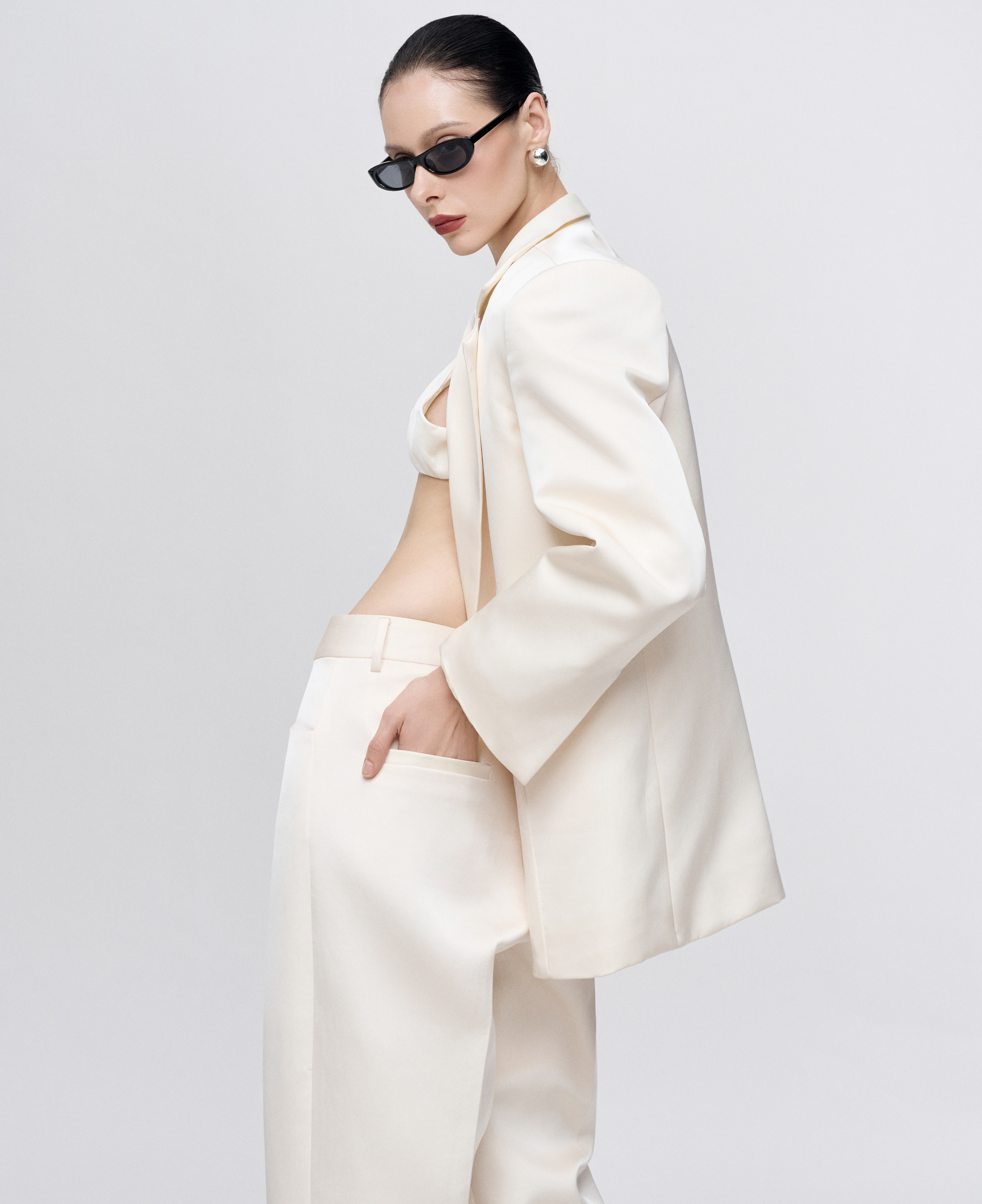Ivory Tailored Pants Set