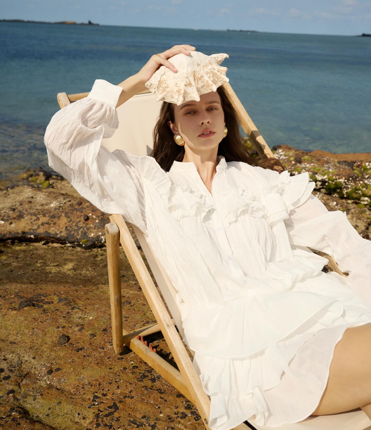 Ivory Ruffle Beach Jacket