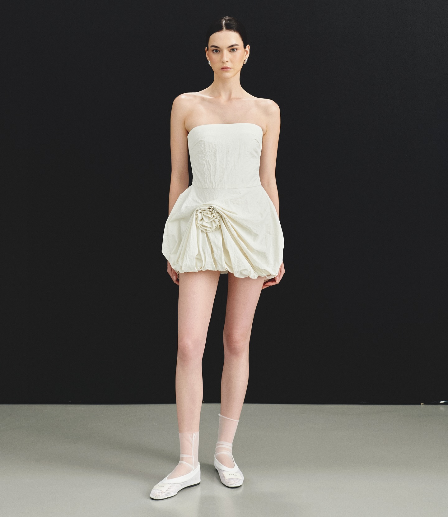 Ivory Sculpted Bubble Mini Dress