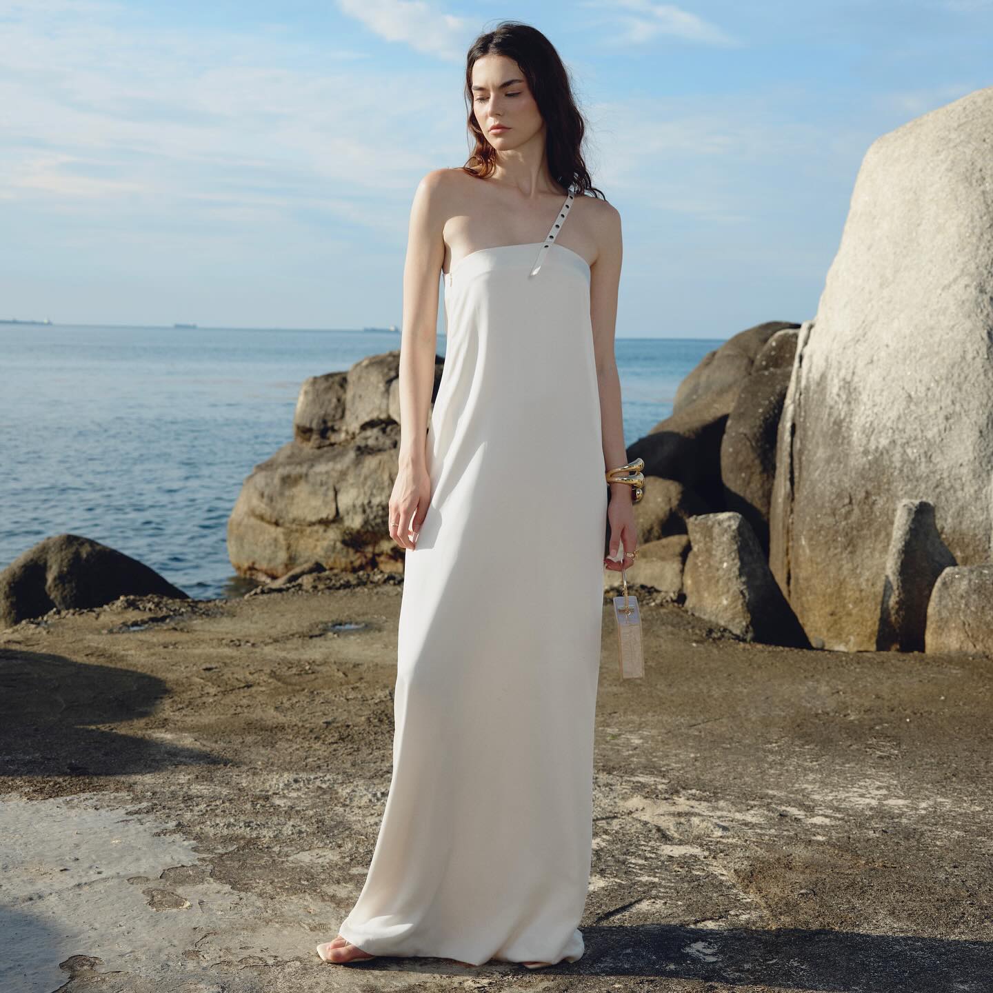 Ivory Satin Column Gown