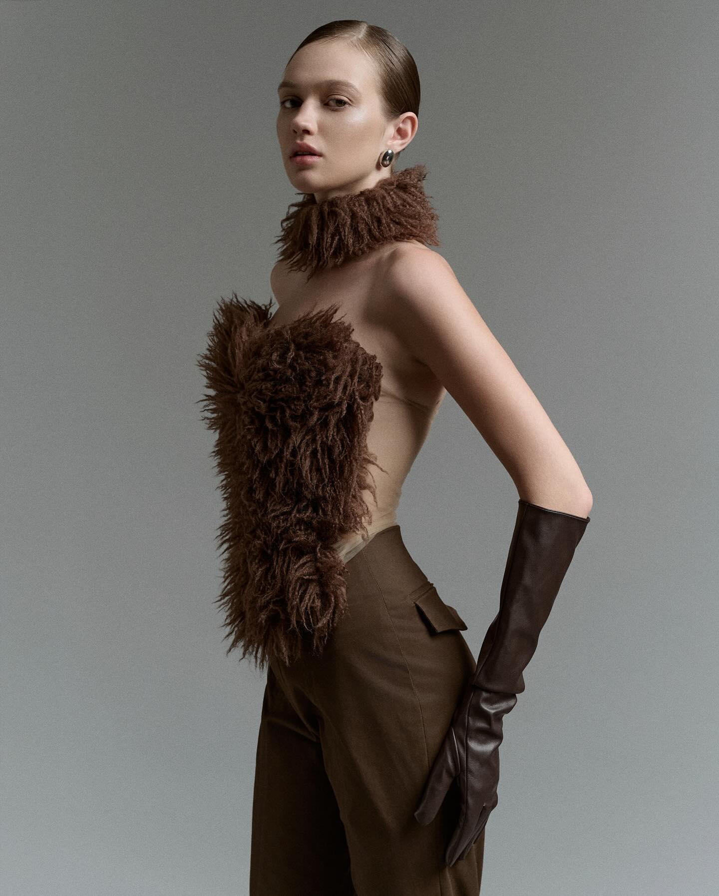 Brown Silk Trousers _ BOTTOM _ OUTSTOCK