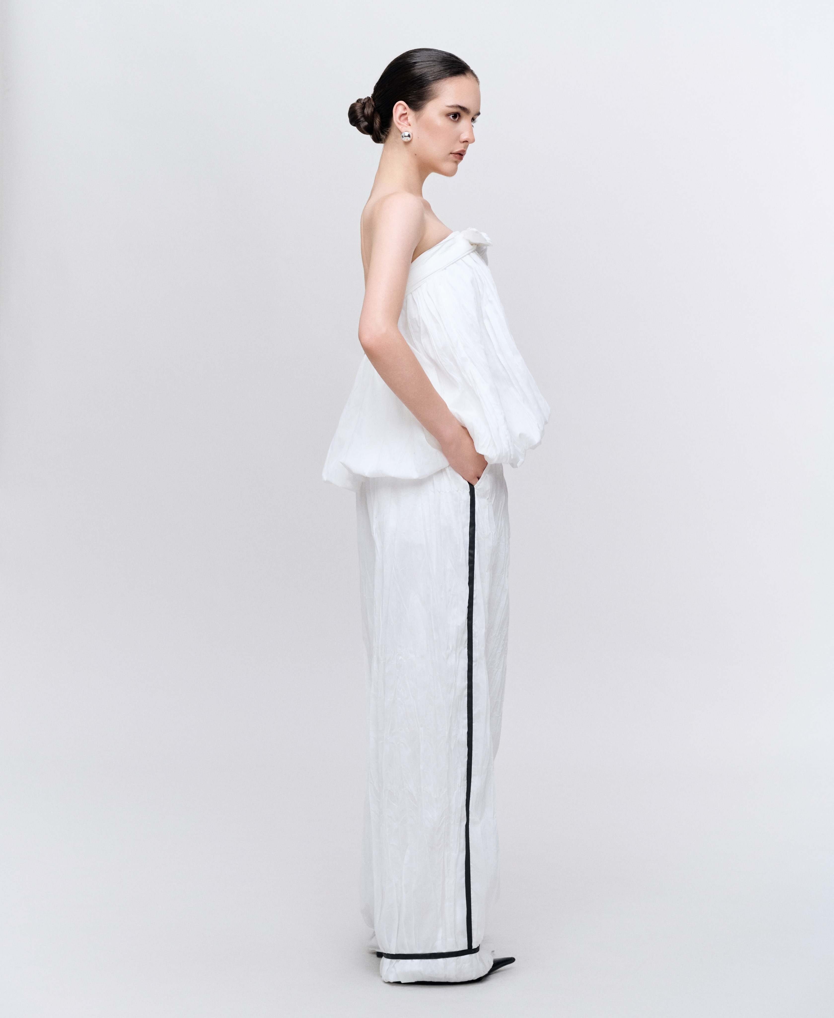 White Peplum Pants Set