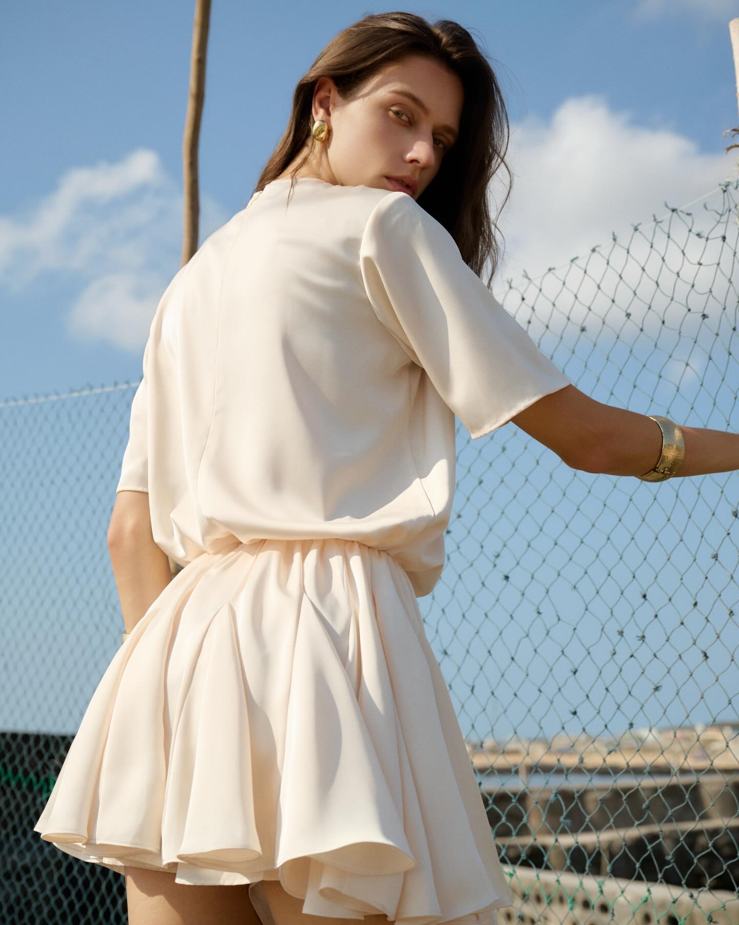 Ivory Pleated Mini Skirt _ TOP