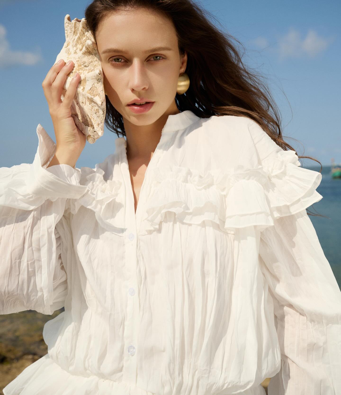 Ivory Ruffle Beach Jacket