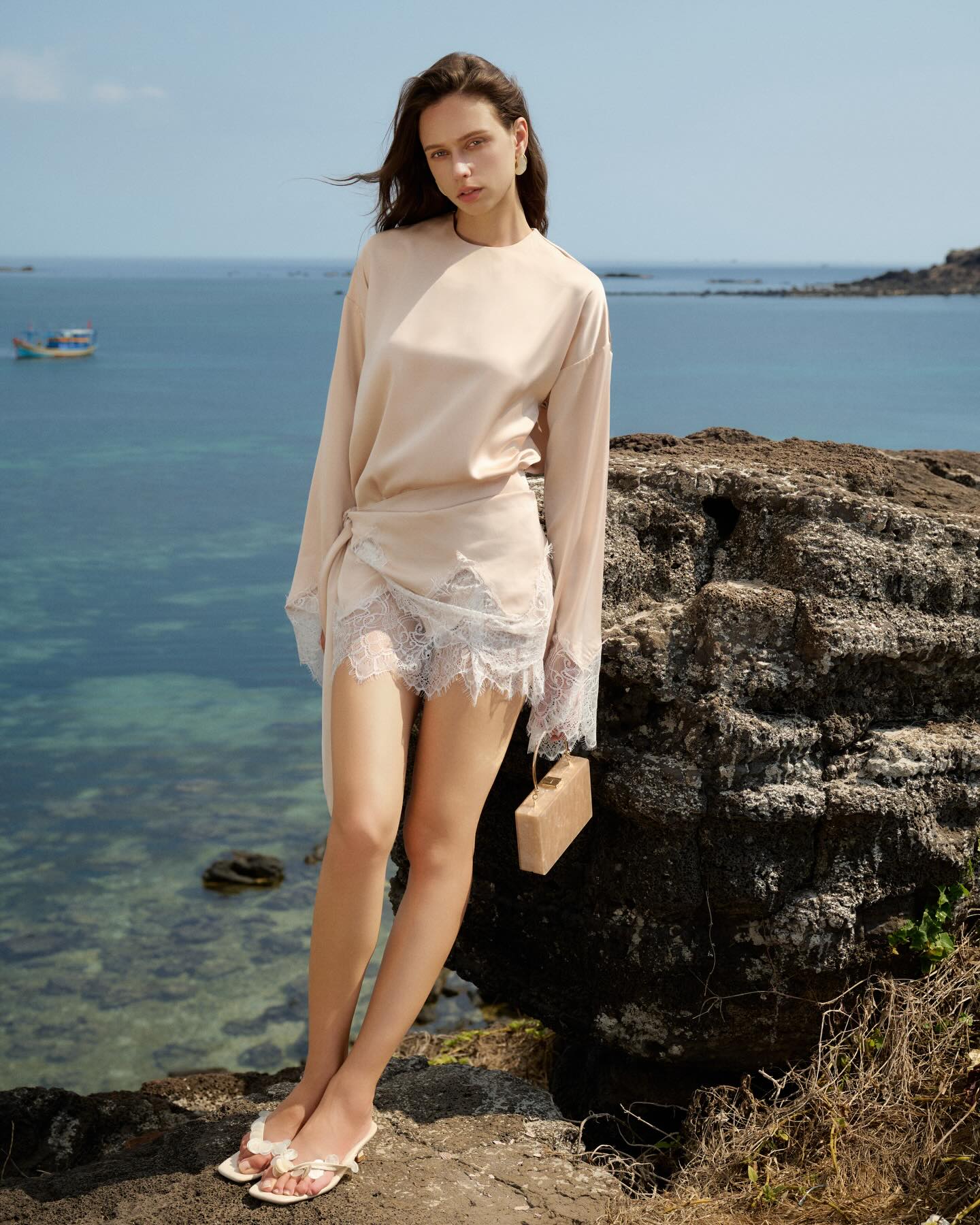 Ivory Sheer Long Sleeve Top