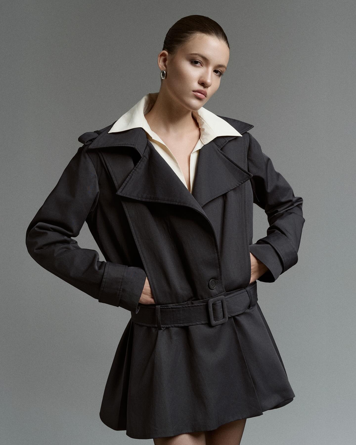 Black Peplum Trench Jacket