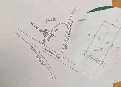 Bán đất Hiệp Thành cách Đại Lộ Bình Dương có 50m. Dt: 10x20m có thổ cư 60m 💰GIÁ 2 tỷ 350 TL…