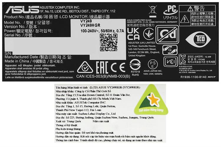 Asus 23.8 inch Full HD VY249HGR — ảnh 10