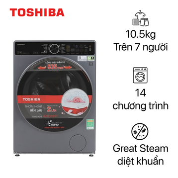 Máy giặt sấy Toshiba giặt 10.5kg sấy 7kg 2024 (TWD-T25BZU115MWV(MG))