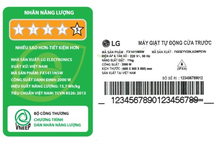 LG Inverter 11 Kg FX1411N5W — ảnh 7