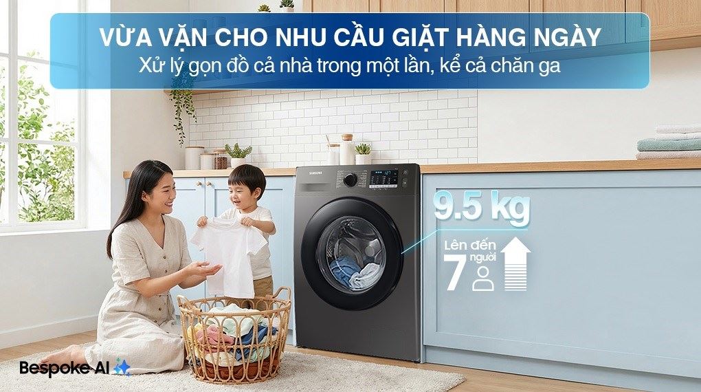 Máy giặt Samsung Inverter 9.5kg WW95TA046AX/SV - Khối lượng giặt