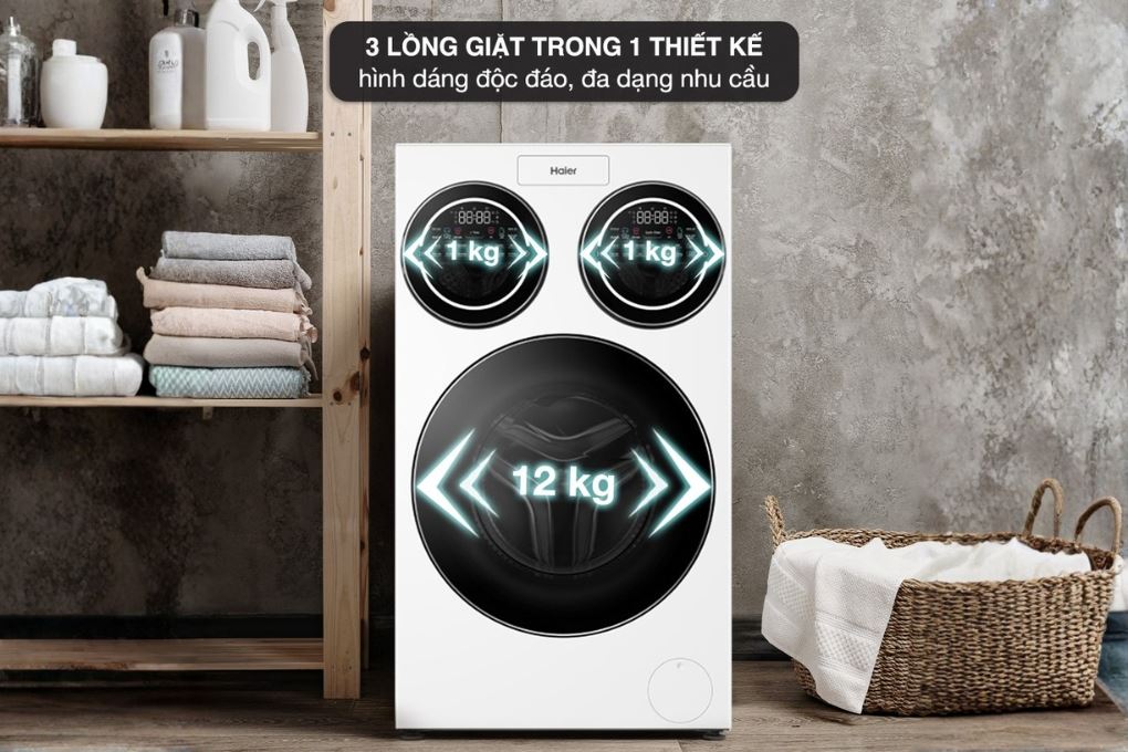 Khối lượng - Máy giặt Haier 3 lồng MultiWash Inverter 14 kg HW140-BD14697WU1