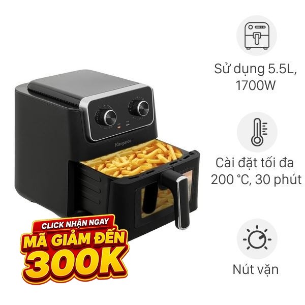 Nồi chiên không dầu Kangaroo 6.5 lít KGAF65M1G Mẫu