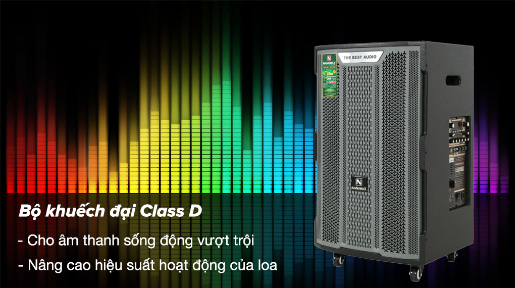 Loa Kéo karaoke Nanomax X-2000 1100W - Bộ khuếch đại Class D giúp khuếch đại tín hiệu cho âm thanh sống động, giúp loa có hiệu suất hoạt động vượt trội