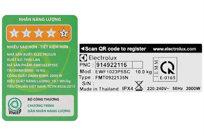 Electrolux Inverter 10 Kg EWF1023P5SC — ảnh 10