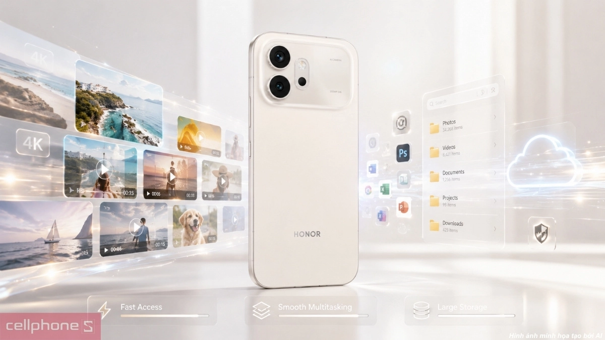 Không gian lưu trữ hình ảnh và dữ liệu cực lớn của điện thoại HONOR 600 màu trắng