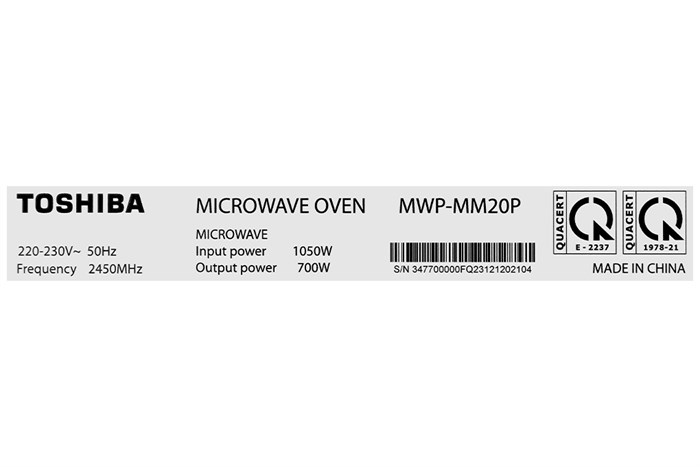 Lò vi sóng Toshiba MWP-MM20P(BK) — ảnh 10