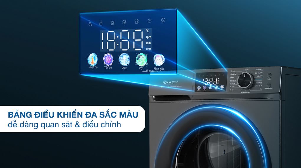 Máy giặt Casper Inverter 12.5 kg WF-D125VGR1 - Bảng điều khiển