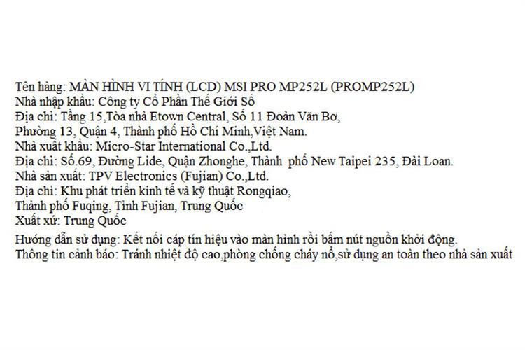 MSI PRO 24.5 inch Full HD MP252L — ảnh 6