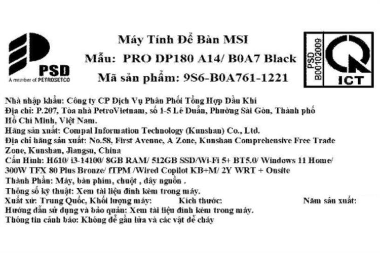 MSI Pro DP180 i3 14100 (9S6-B0A761-1221) — ảnh 5