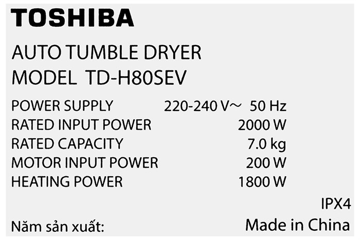 Máy sấy thông hơi Toshiba 7 Kg TD-H80SEV(SK) — ảnh 9