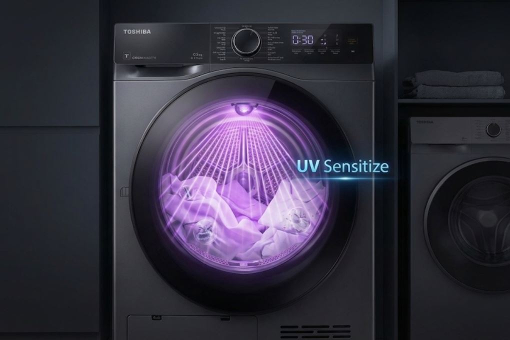 Khử khuẩn UV - Máy sấy bơm nhiệt Toshiba 8 kg TD-T21B90HWV(MG)