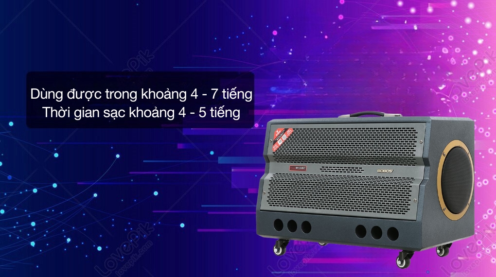 Loa karaoke xách tay BOBOS BM-348XT 1200W - Thời gian sử dụng