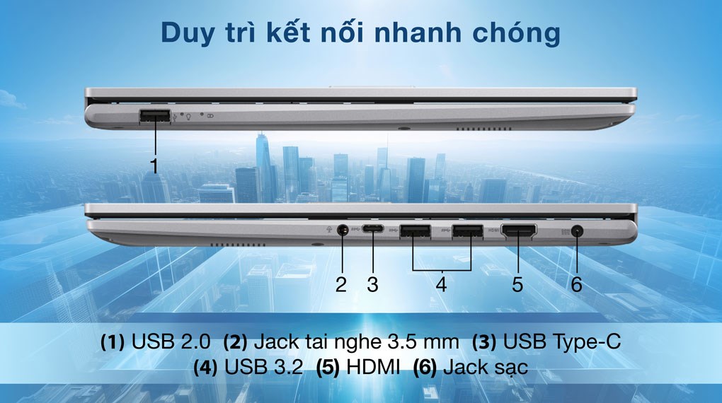 Asus Vivobook 15 X1504VA Core 5 120U (BQ185WS) - Cổng kết nối