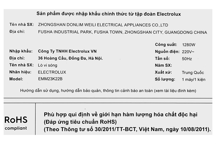 Lò vi sóng Electrolux EMM23K22B — ảnh 10