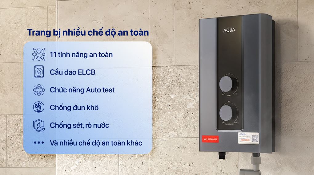 Máy nước nóng trực tiếp Aqua 4500W AEI45E-FP3B(VN) - Các chế độ an toàn
