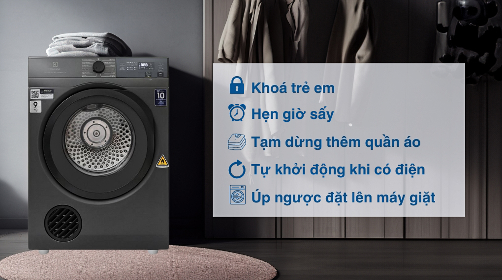 Tiện ích - Máy sấy thông hơi Electrolux UltimateCare 9 kg EDV904N3SC