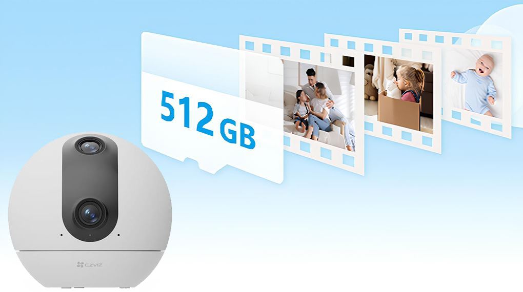 Camera IP 360 Độ 3MP Ezviz C60P Dual - Sử dụng thẻ nhớ