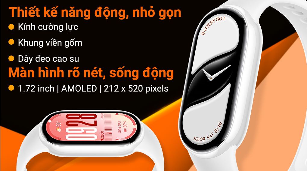 Vòng đeo tay thông minh Xiaomi Mi Band 10 viền gốm - Thiết kế