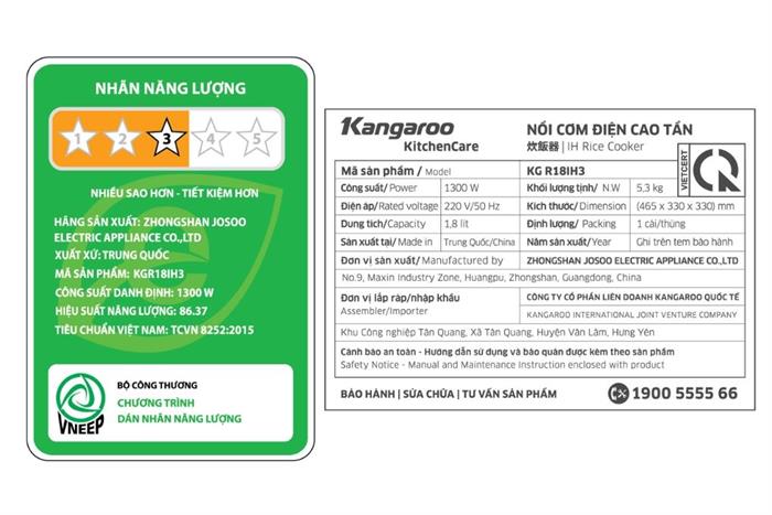 Nồi cơm điện cao tần Kangaroo 1.8 lít KGR18IH3 — ảnh 6