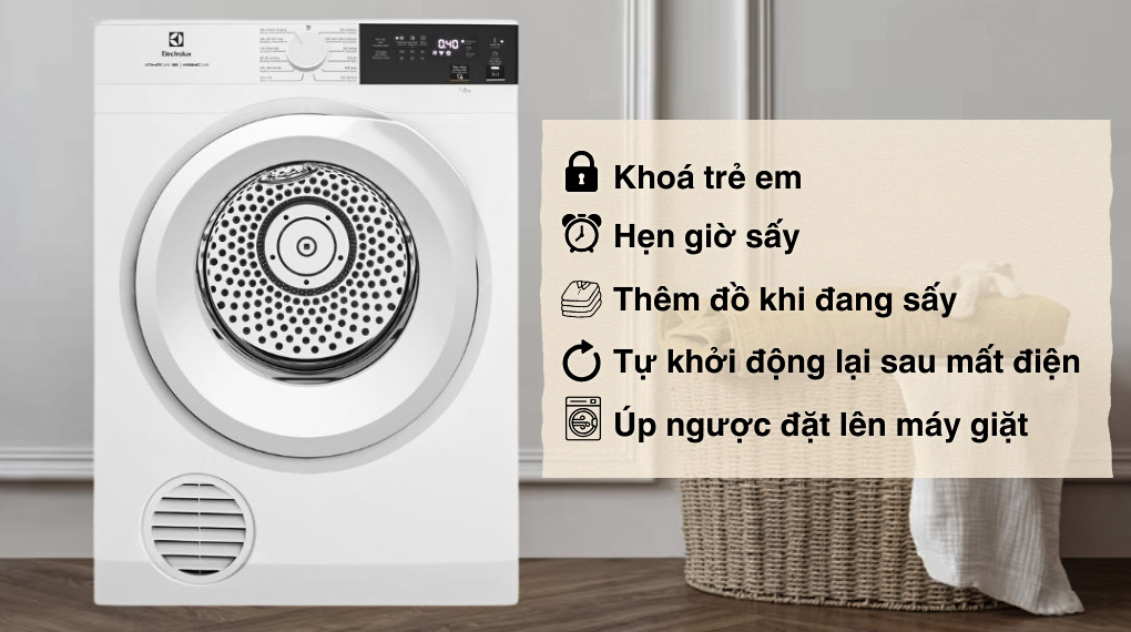 Tiện ích - Máy sấy thông hơi Electrolux UltimateCare 9 kg EDV904H3WC