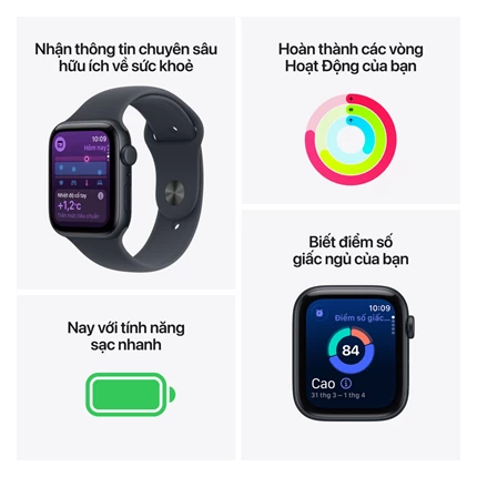 Apple Watch SE 3 GPS, 44mm Vỏ Nhôm Dây Cao Su dây M/L — ảnh 5