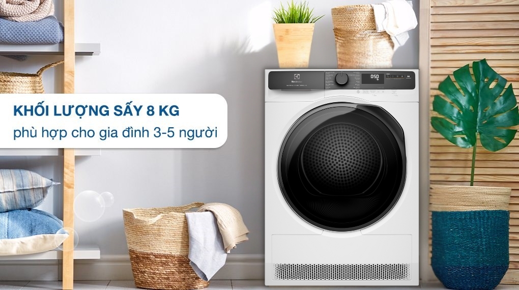 Máy sấy bơm nhiệt Electrolux UltimateCare 8 kg EDH803J5WC - Khối lượng sấy - Chương trình hoạt động