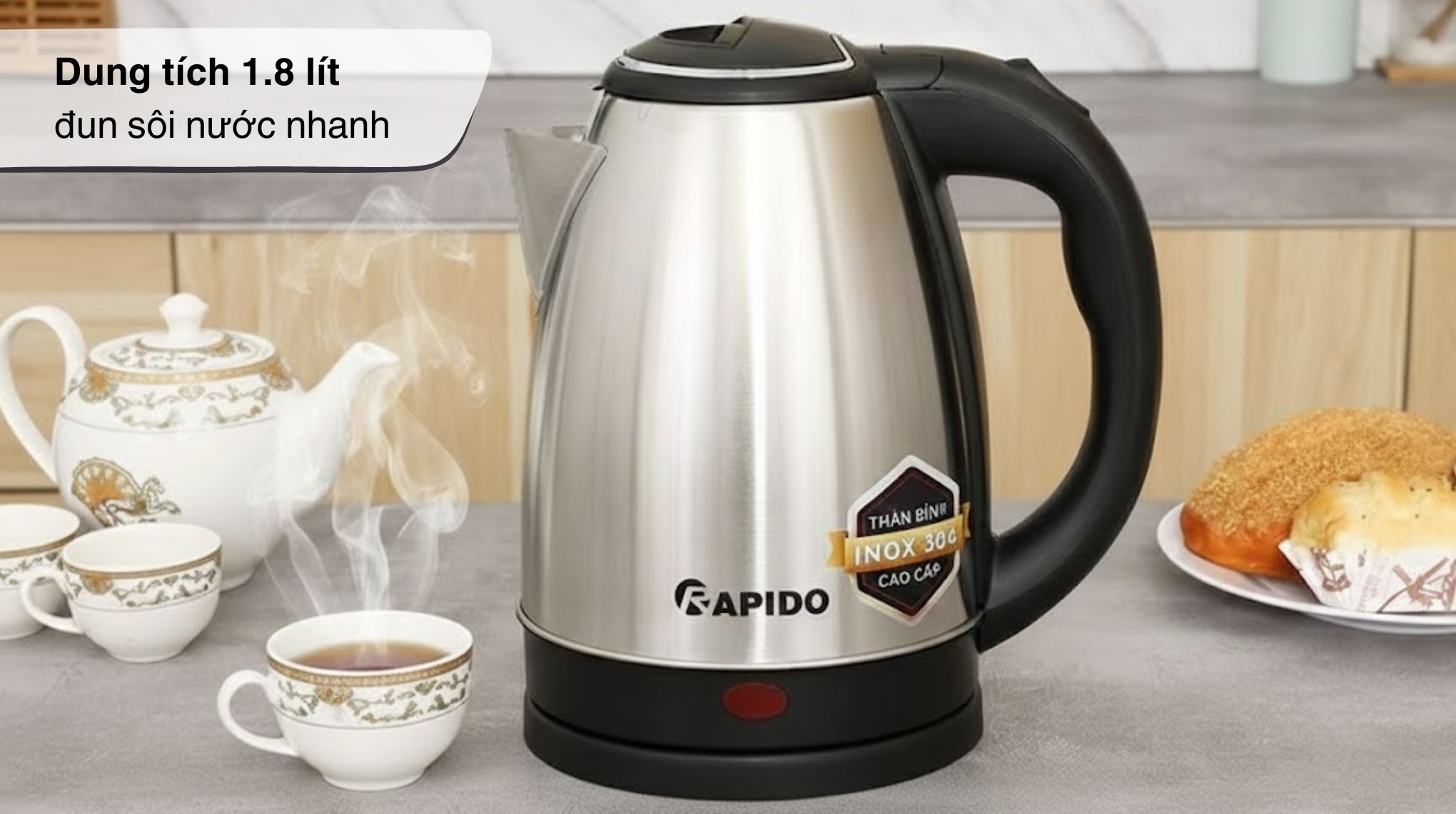 Bình đun siêu tốc Rapido 1.8 lít RK-1815-3 - Dung tích