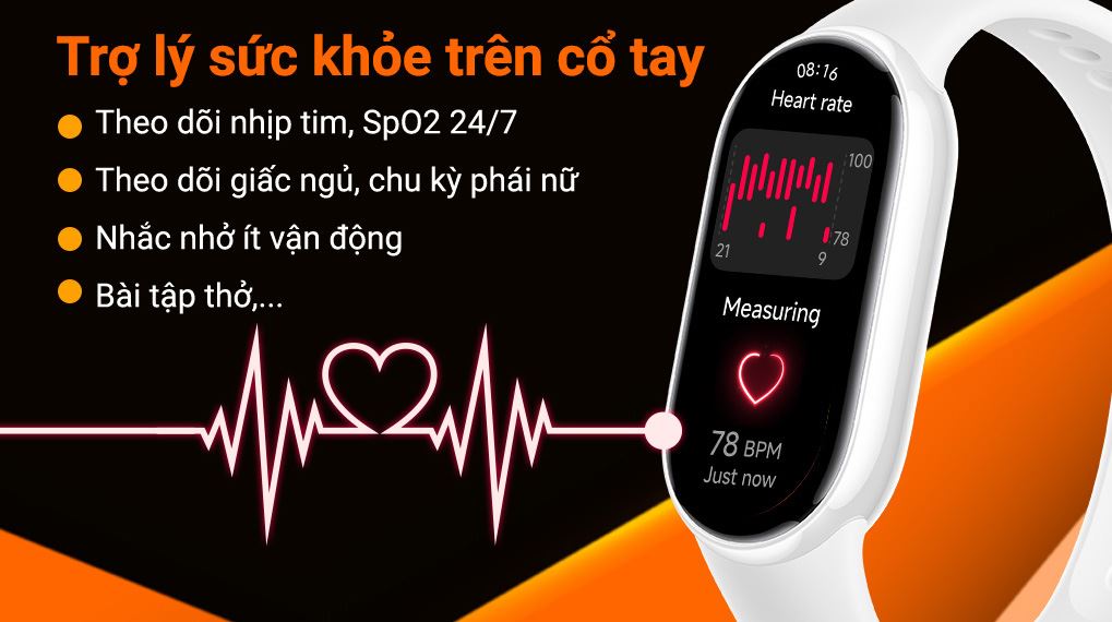 Vòng đeo tay thông minh Xiaomi Mi Band 10 viền gốm - Sức khỏe