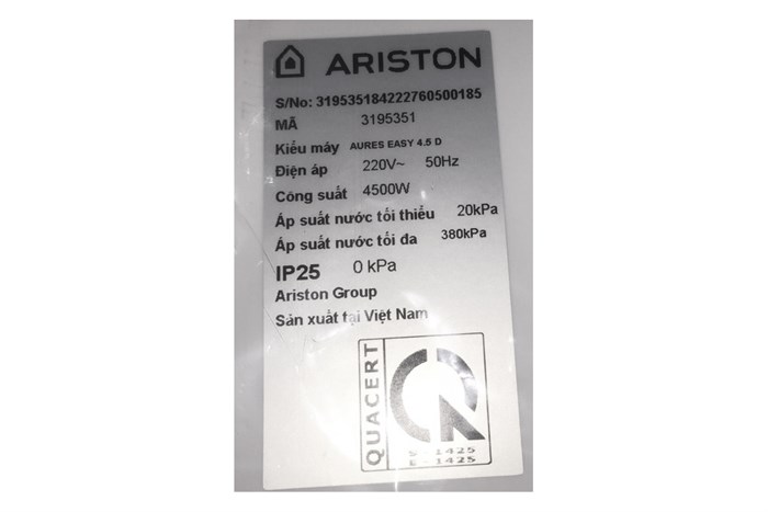 Máy nước nóng trực tiếp Ariston AURES EASY 4.5 D — ảnh 6