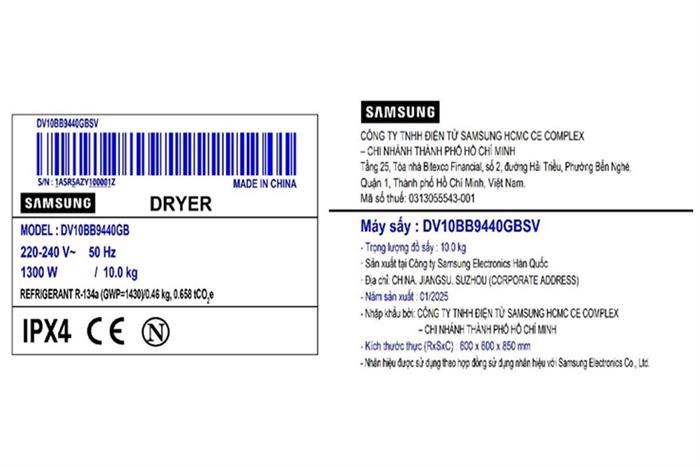 Máy sấy bơm nhiệt Samsung 10 Kg DV10BB9440GBSV — ảnh 6