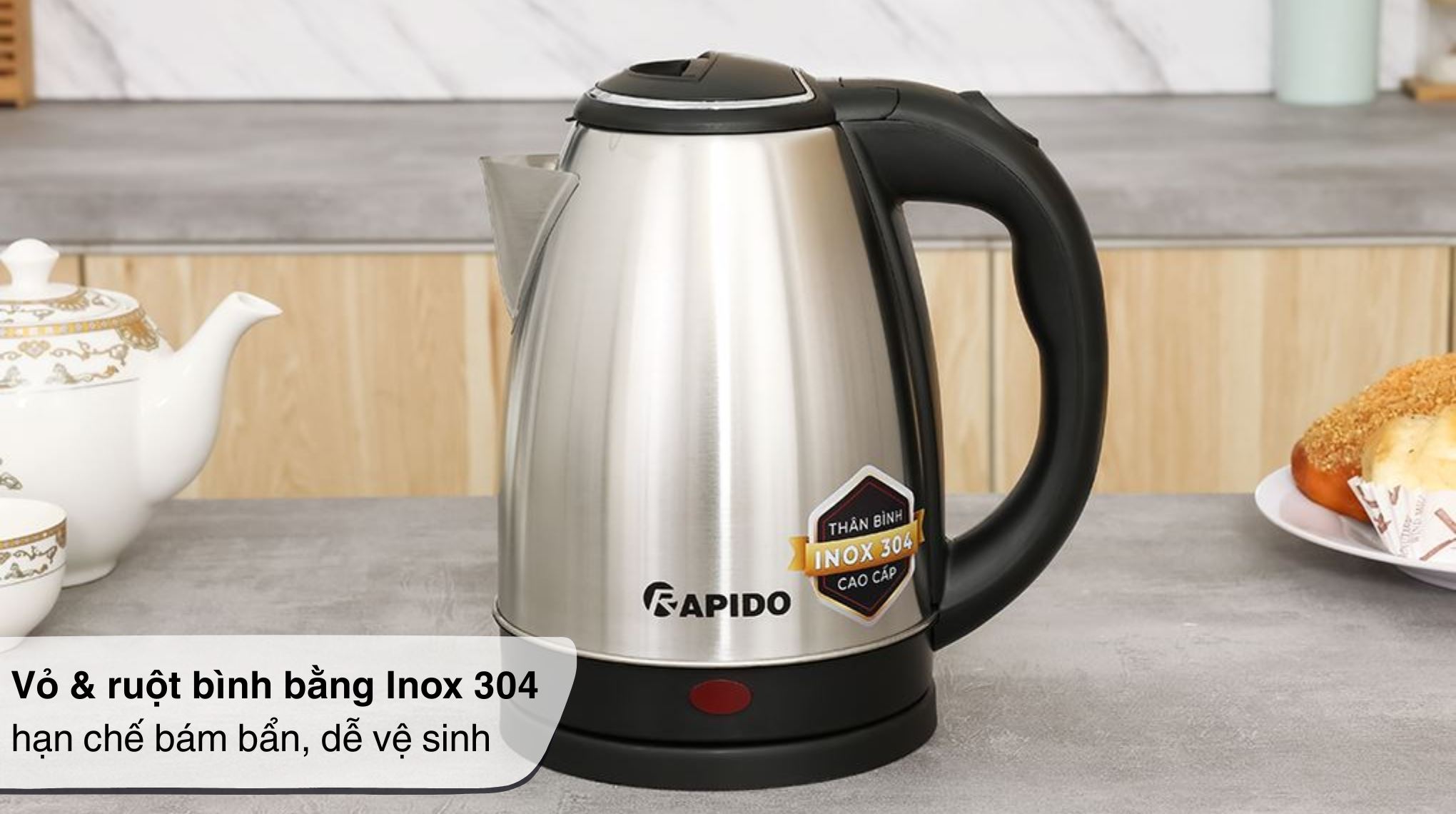 Bình đun siêu tốc Rapido 1.8 lít RK-1815-3 - Chất liệu