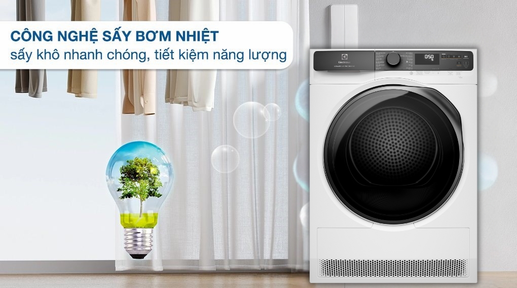 Máy sấy bơm nhiệt Electrolux UltimateCare 9 kg EDH903R7WC - Đặc điểm và cơ chế sấy