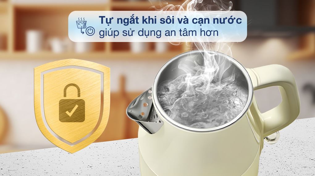 Bình đun siêu tốc Bear 2 lít KE-5H20B16 - Tính năng an toàn