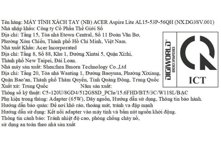 Acer Aspire Lite 15 AL15-53P-56QH Core 5 120U (NX.DG3SV.001) — ảnh 3