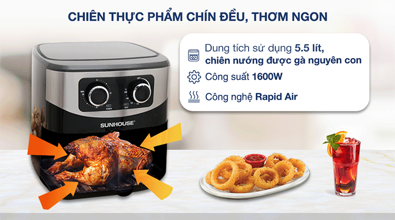Nồi chiên không dầu Sunhouse SHD4062 - Dung tích sử dụng