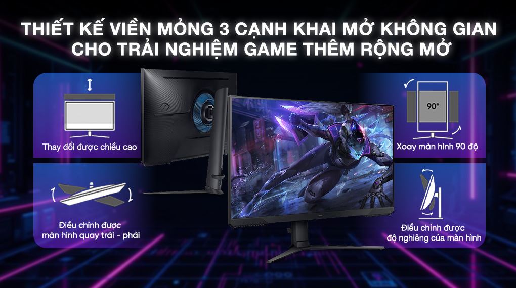 Màn hình gaming Samsung Odyssey G3 LS27DG302EEXXV 27 inch Full HD - Kiểu dáng hiện đại