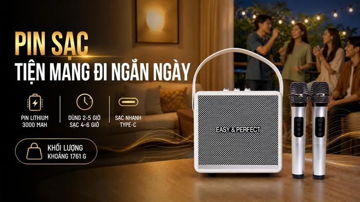 Loa karaoke xách tay Easy Perfect EP-Windy Mẫu — ảnh 4